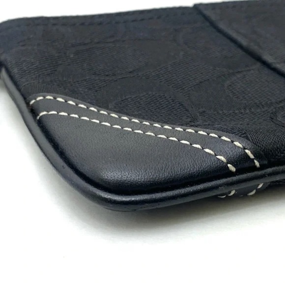 Coach Women's Leather Trimmed Black Signature C Wristlet - Picture 11 of 12
